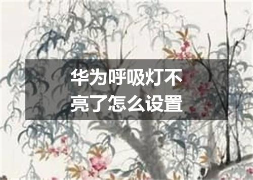 华为呼吸灯不亮了怎么设置