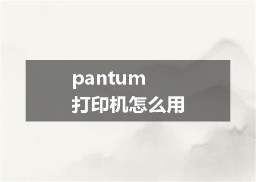 pantum打印机怎么用