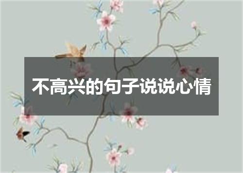 不高兴的句子说说心情
