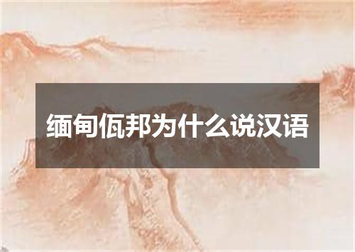 缅甸佤邦为什么说汉语