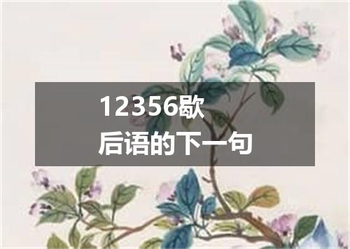 12356歇后语的下一句