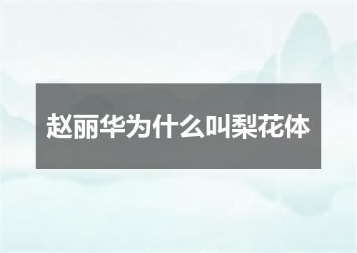 赵丽华为什么叫梨花体