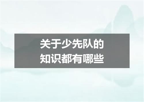 关于少先队的知识都有哪些