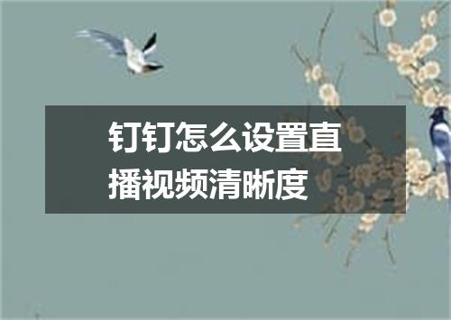 钉钉怎么设置直播视频清晰度