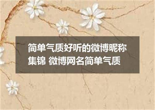 简单气质好听的微博昵称集锦 微博网名简单气质
