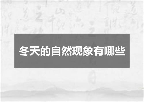 冬天的自然现象有哪些