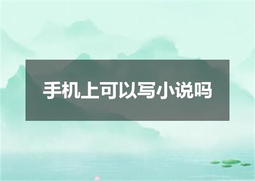 手机上可以写小说吗