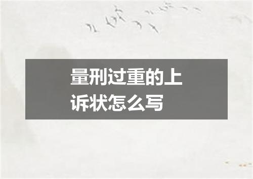 量刑过重的上诉状怎么写