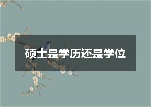 硕士是学历还是学位