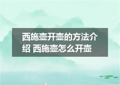 西施壶开壶的方法介绍 西施壶怎么开壶