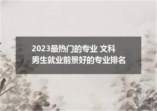 2023最热门的专业 文科男生就业前景好的专业排名