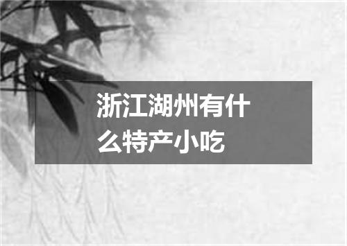 浙江湖州有什么特产小吃