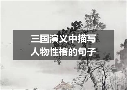 三国演义中描写人物性格的句子