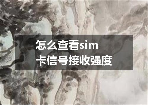 怎么查看sim卡信号接收强度