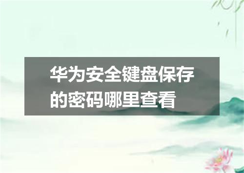 华为安全键盘保存的密码哪里查看