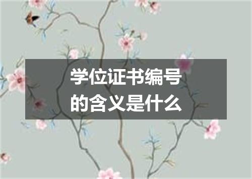 学位证书编号的含义是什么