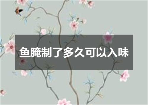 鱼腌制了多久可以入味