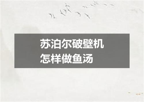 苏泊尔破壁机怎样做鱼汤