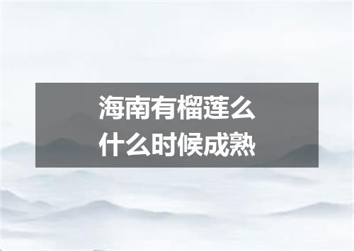 海南有榴莲么什么时候成熟