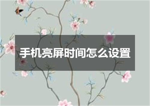 手机亮屏时间怎么设置
