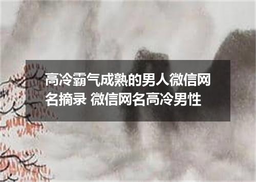 高冷霸气成熟的男人微信网名摘录 微信网名高冷男性