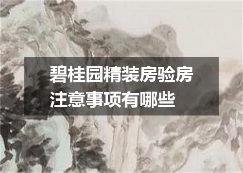 碧桂园精装房验房注意事项有哪些