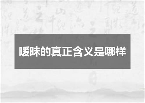 暧昧的真正含义是哪样