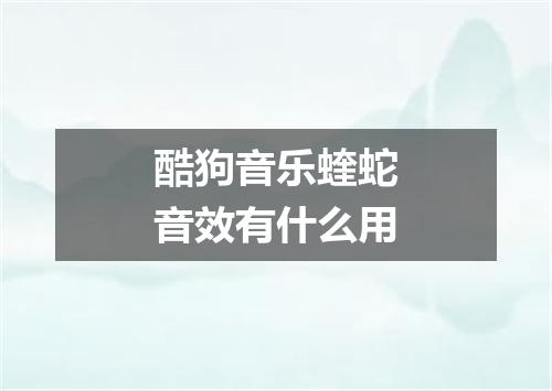 酷狗音乐蝰蛇音效有什么用