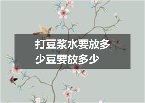 打豆浆水要放多少豆要放多少