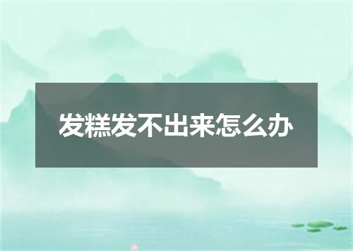 发糕发不出来怎么办