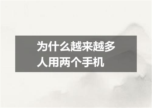 为什么越来越多人用两个手机