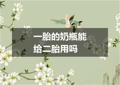 一胎的奶瓶能给二胎用吗