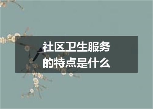 社区卫生服务的特点是什么