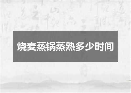 烧麦蒸锅蒸熟多少时间