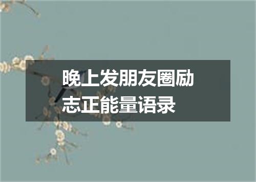 晚上发朋友圈励志正能量语录