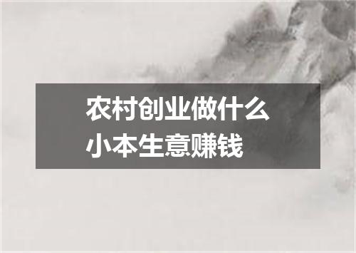 农村创业做什么小本生意赚钱