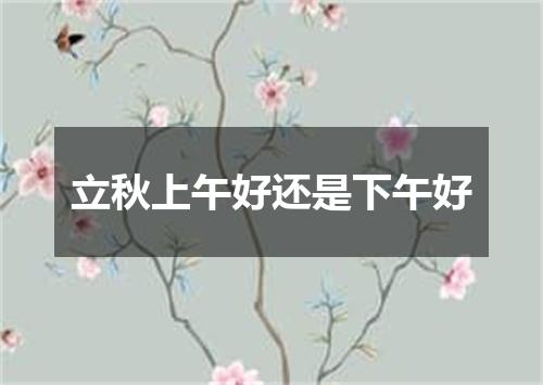 立秋上午好还是下午好