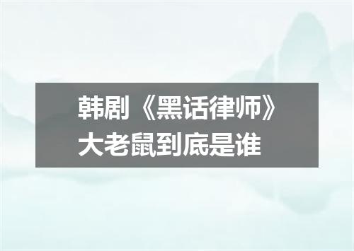 韩剧《黑话律师》大老鼠到底是谁