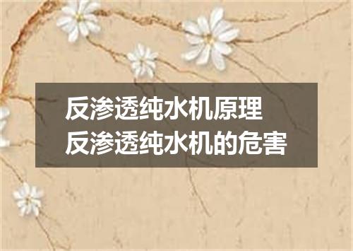 反渗透纯水机原理 反渗透纯水机的危害
