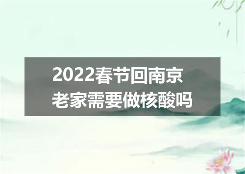 2022春节回南京老家需要做核酸吗