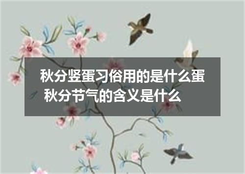 秋分竖蛋习俗用的是什么蛋 秋分节气的含义是什么