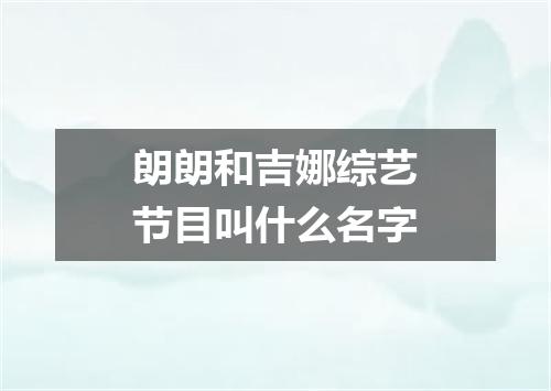 朗朗和吉娜综艺节目叫什么名字