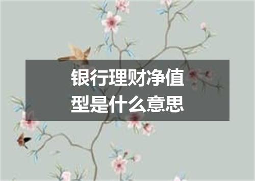 银行理财净值型是什么意思