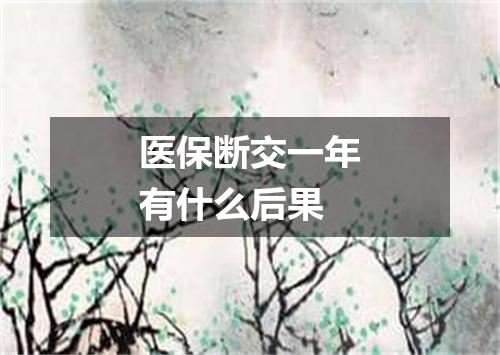 医保断交一年有什么后果