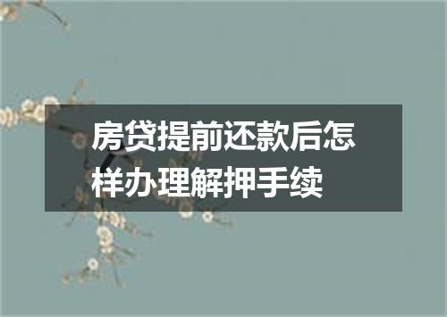 房贷提前还款后怎样办理解押手续