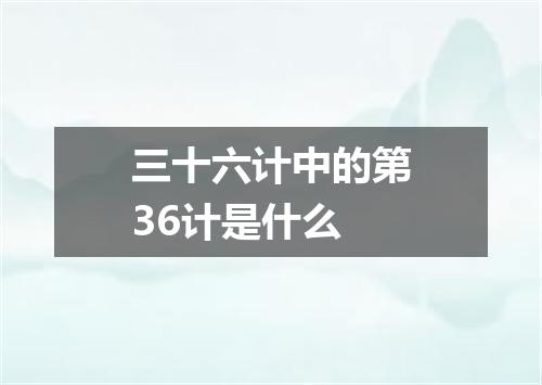 三十六计中的第36计是什么