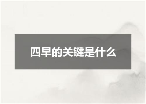 四早的关键是什么