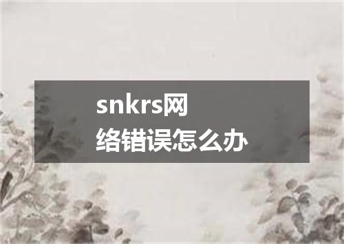 snkrs网络错误怎么办