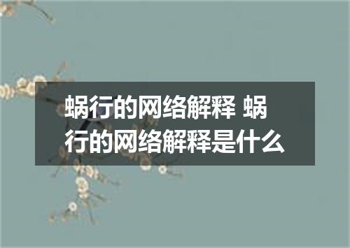 蜗行的网络解释 蜗行的网络解释是什么
