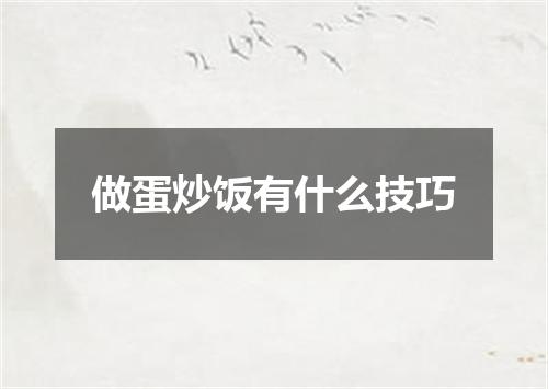 做蛋炒饭有什么技巧
